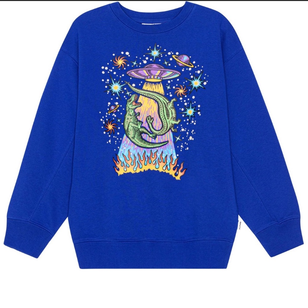 Molo Dino UFO Sweatshirt in Royal Blue 🛸🦖